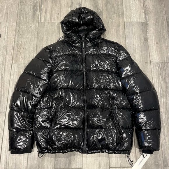 NWT Men Calvin Klein Shiny Winter Puffer Jacket Coat Size L - Picture 1 of 4